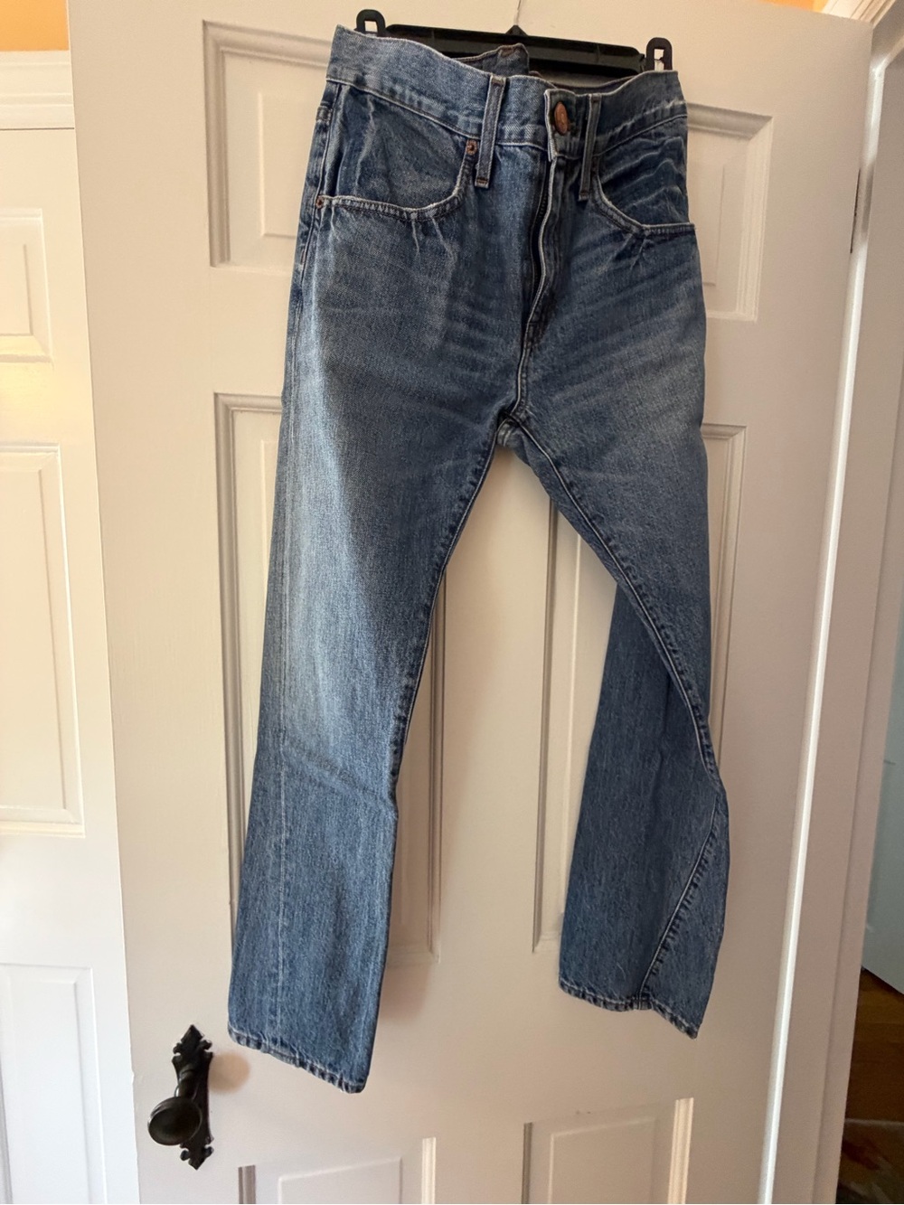 J. Crew High-Rise Straight Jeans in Faded Blue Denim